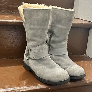 AUTHENTIC UGG Womens Barlow 1003316 Gray Leather Mid Calf Snow Boots Size 5